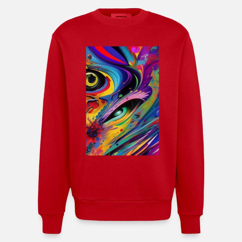 Abstrakte Kunst - Heavyweight Oversized Organic Crew Neck Made in EU - Rot