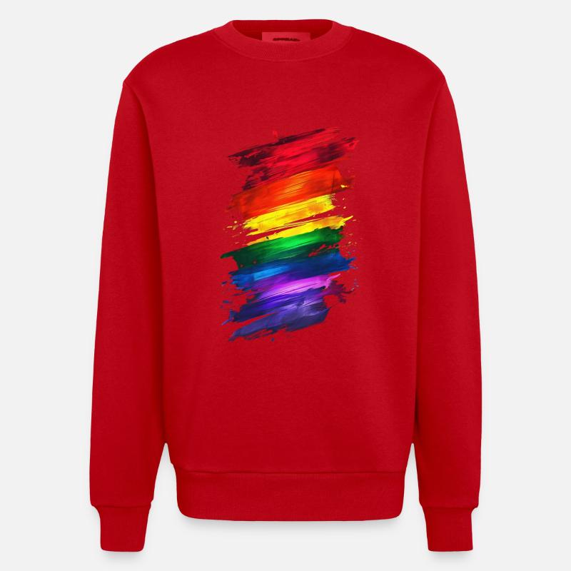 Abstraktes Rainbow Pride Design - Lebendige Kunst - Heavyweight Oversized Organic Crew Neck Made in EU - Rot