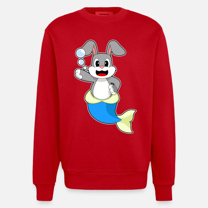 Sirène lapin - Sweat bio épais oversize fabriqué en UE - rouge