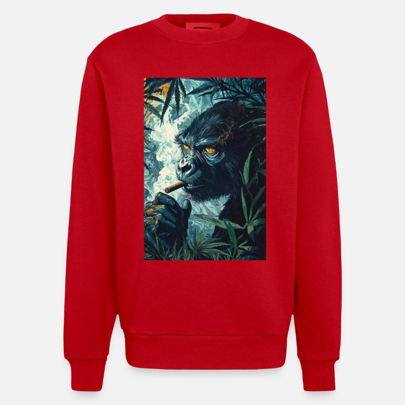 Dschungelgorilla mit Zigarettenrauch - Heavyweight Oversized Organic Crew Neck Made in EU - Rot