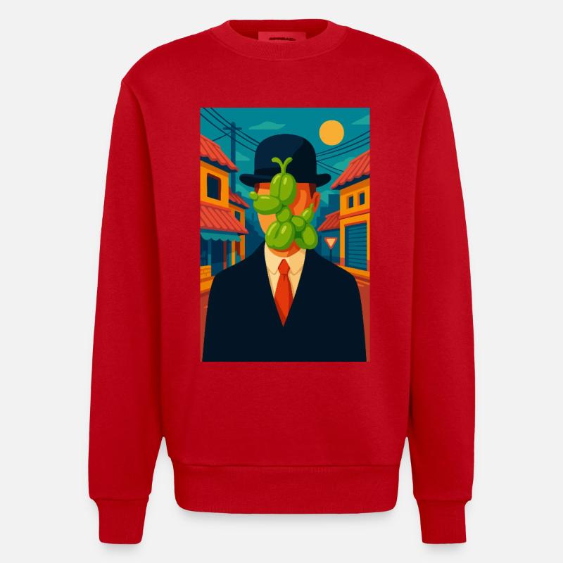 Mann (mit einem geschwollenen Hund) - Heavyweight Oversized Organic Crew Neck Made in EU - Rot