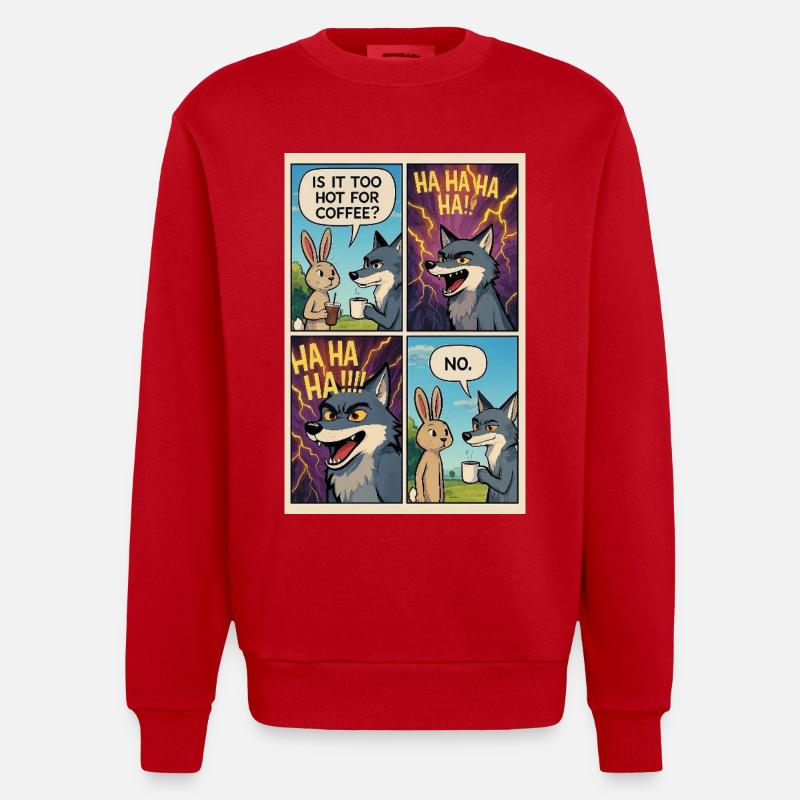 Too Hot Coffee Witz-Comic – lustiges Geschenk - Heavyweight Oversized Organic Crew Neck Made in EU - Rot
