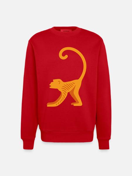 Orangutan line logo - Heavyweight Oversized Organic Crew Neck Made in EU - red