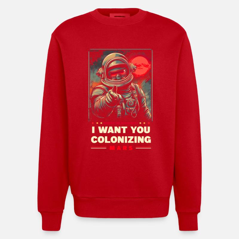 Mars Kolonisierung Werbeposter - Heavyweight Oversized Organic Crew Neck Made in EU - Rot