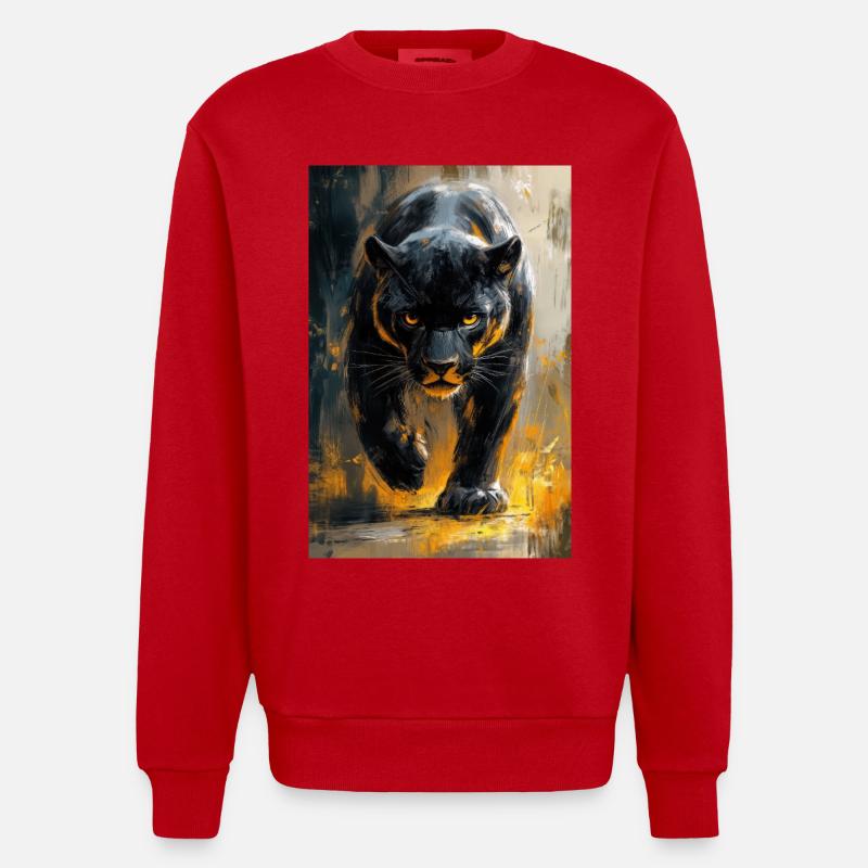 Illustration eines Panthers - Heavyweight Oversized Organic Crew Neck Made in EU - Rot