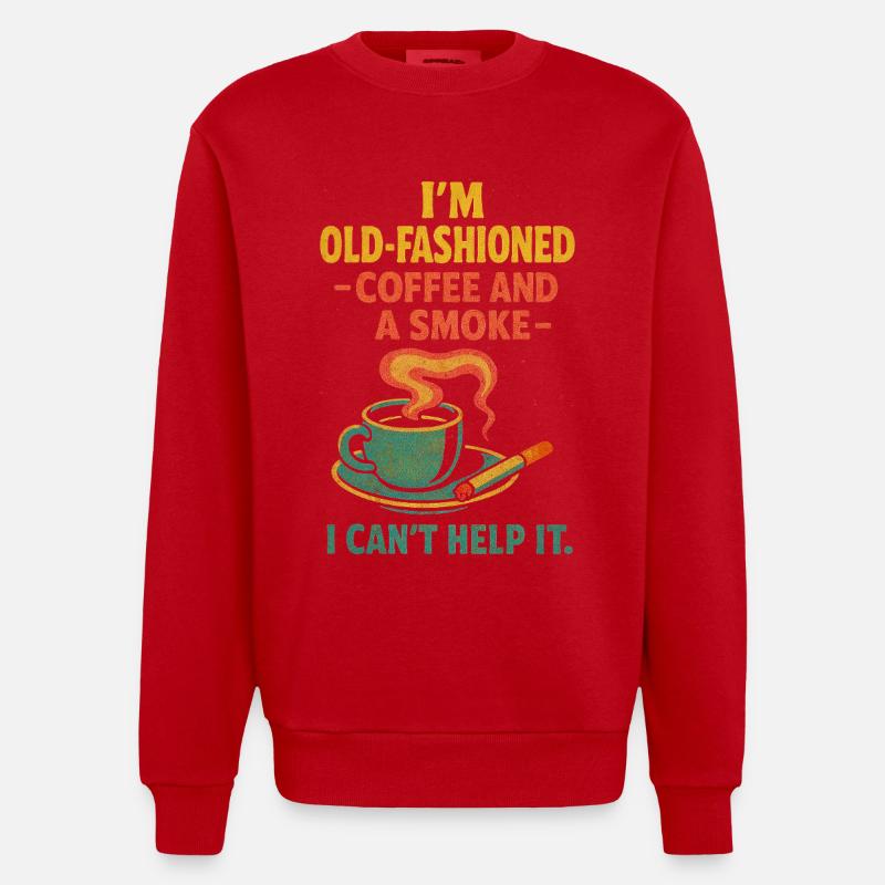 Altmodischer Kaffee und eine Zigarette - Heavyweight Oversized Organic Crew Neck Made in EU - Rot