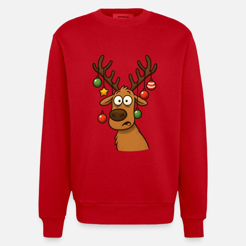 Cerf Rudolph Joyeux Noël doux - Sweat bio épais oversize fabriqué en UE - rouge