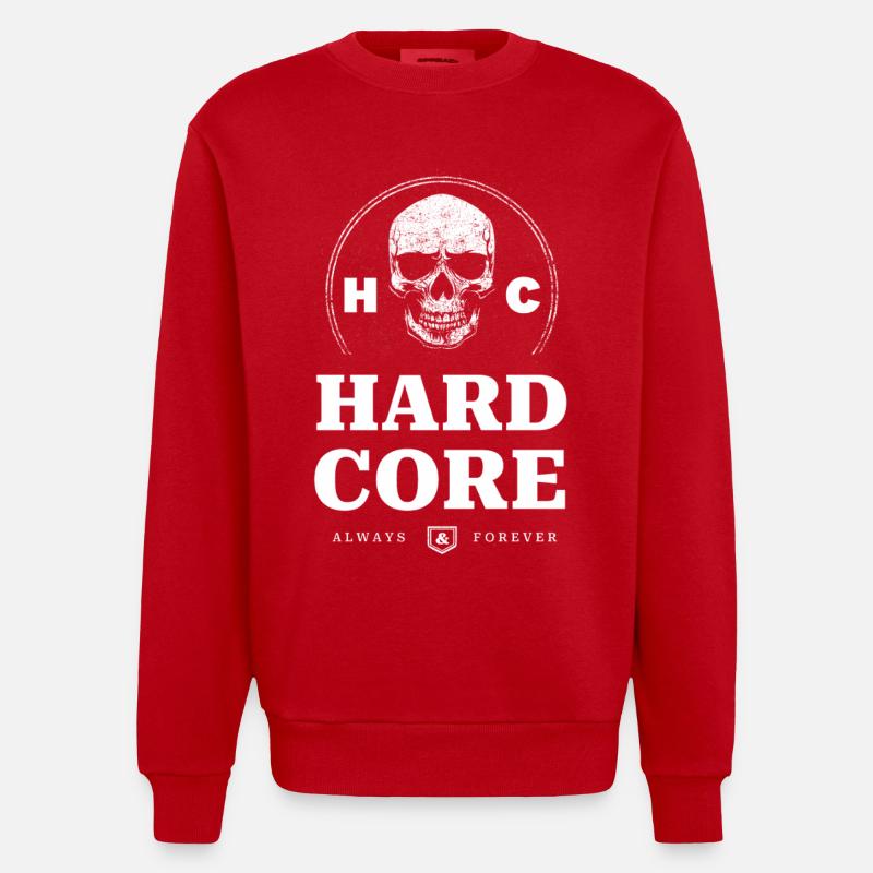 Skull Hardcore - Sweat bio épais oversize fabriqué en UE - rouge