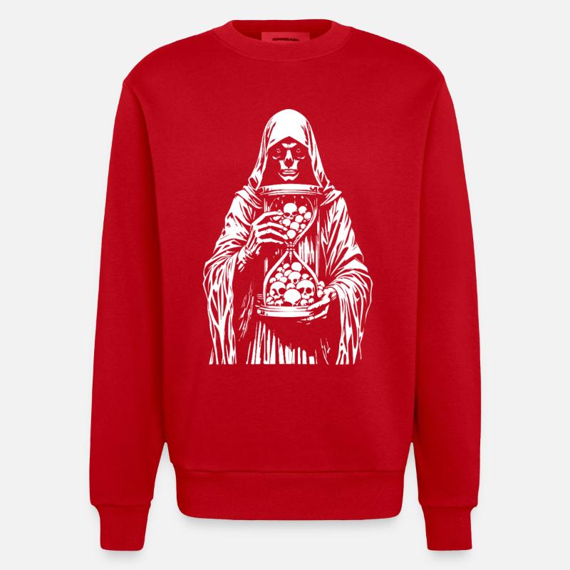 Faucheuse aux crânes - Sweat bio épais oversize fabriqué en UE - rouge
