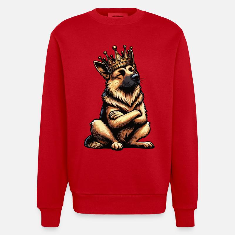 Deutscher Schäferhund Schäferhunde Schäferhunde - Heavyweight Oversized Organic Crew Neck Made in EU - Rot
