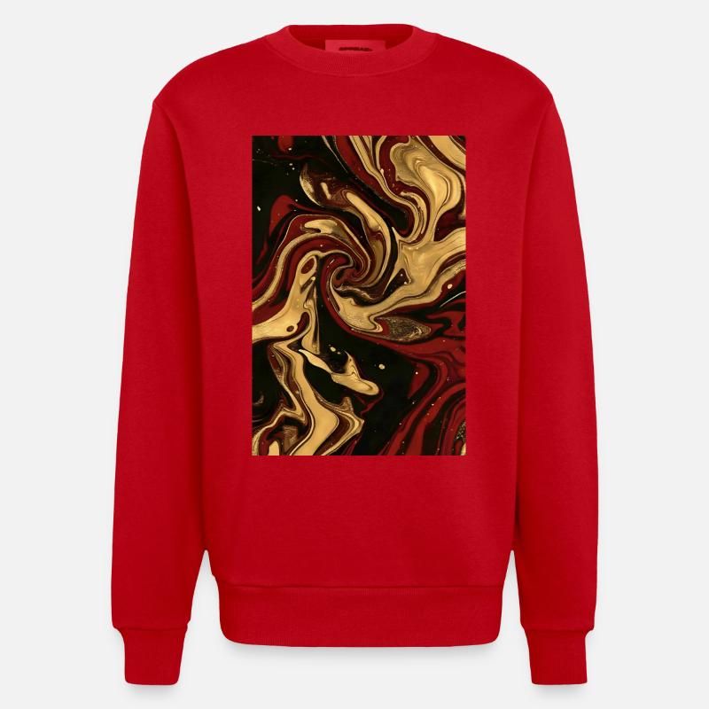 Abstract Germany Fluid Art Part 2. - Heavyweight Oversized Organic Crew Neck Made in EU - red