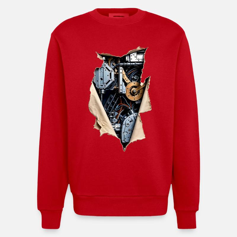 Synthetic Layer 04 Tissue Override - Heavyweight Oversized Organic Crew Neck Made in EU - red