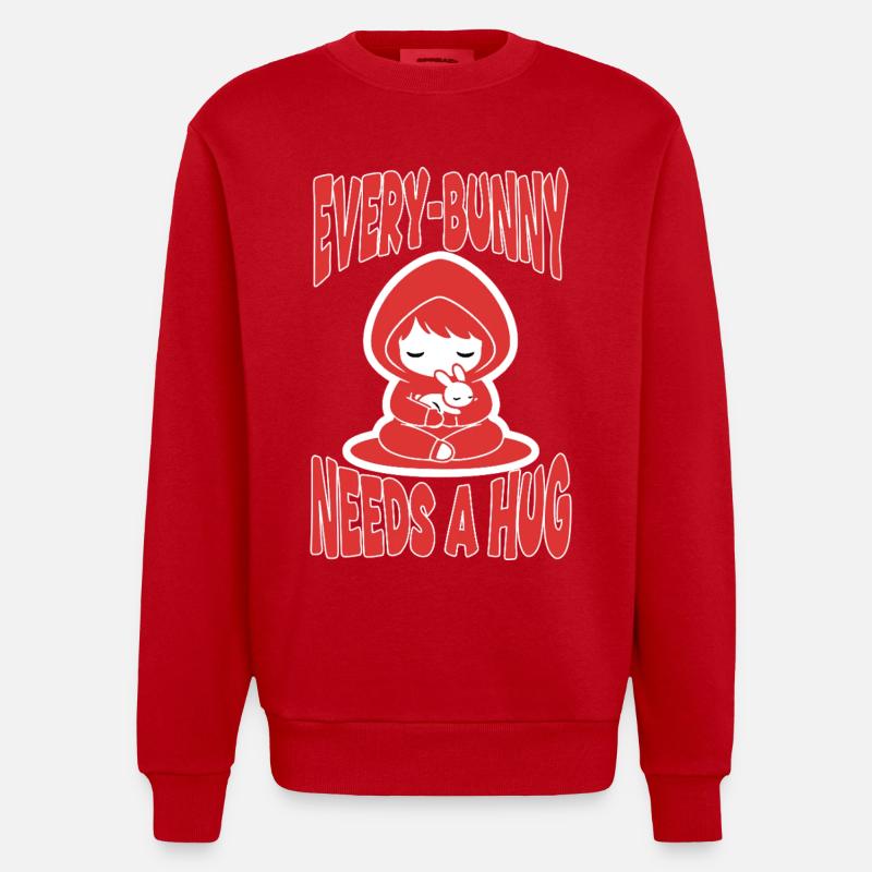 Lapin Hug Every-Bunny Manga Mignon - Sweat bio épais oversize fabriqué en UE - rouge