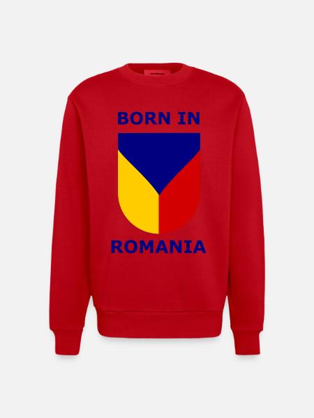 Born in Romania Shield - Heavyweight Oversized Organic Crew Neck Made in EU - red