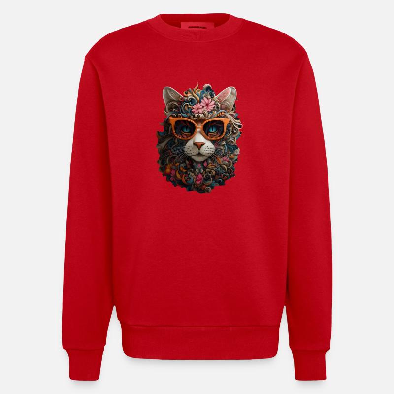 Katze - Heavyweight Oversized Organic Crew Neck Made in EU - Rot