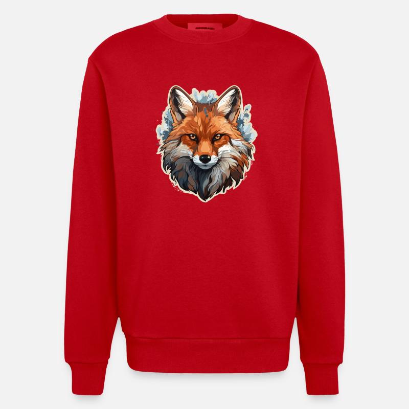 Fuchs - Illustration - Heavyweight Oversized Organic Crew Neck Made in EU - Rot