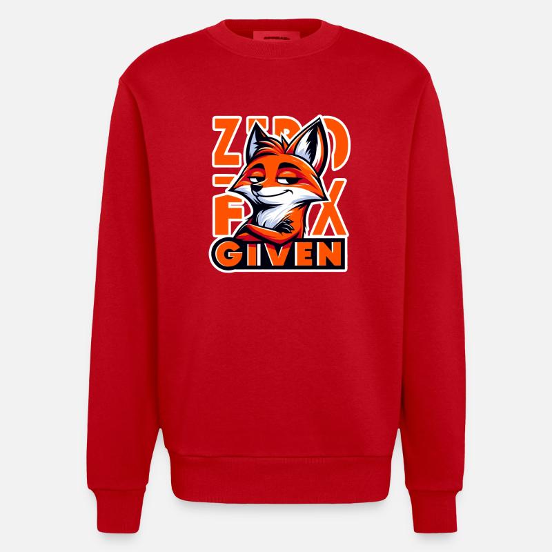 Zero Given - Fox Illustration - Heavyweight Oversized Organic Crew Neck Made in EU - red