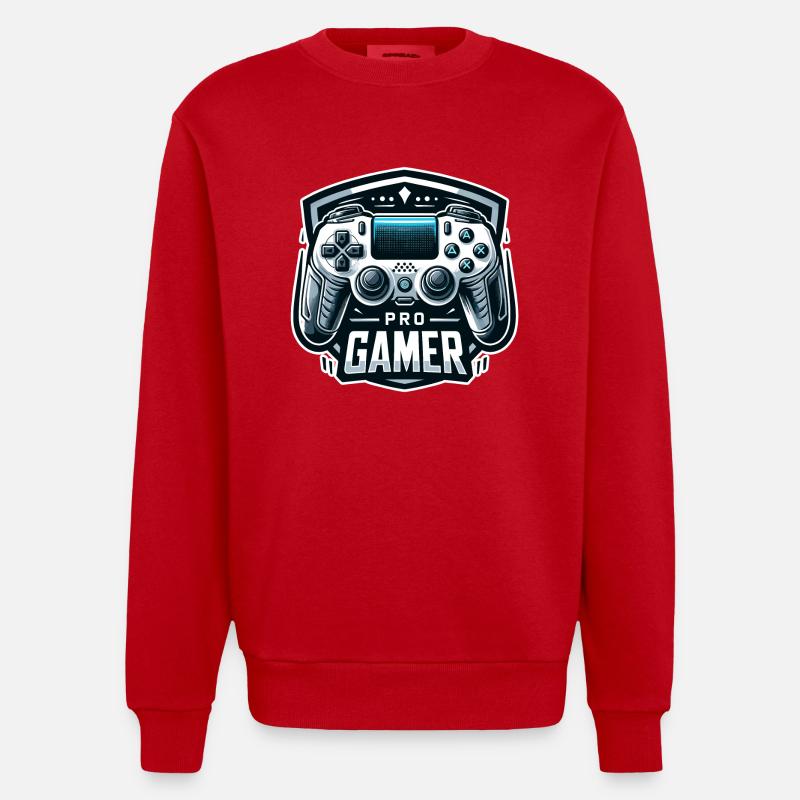 Pro Gamer - Controller Illustration - Heavyweight Oversized Organic Crew Neck Made in EU - red