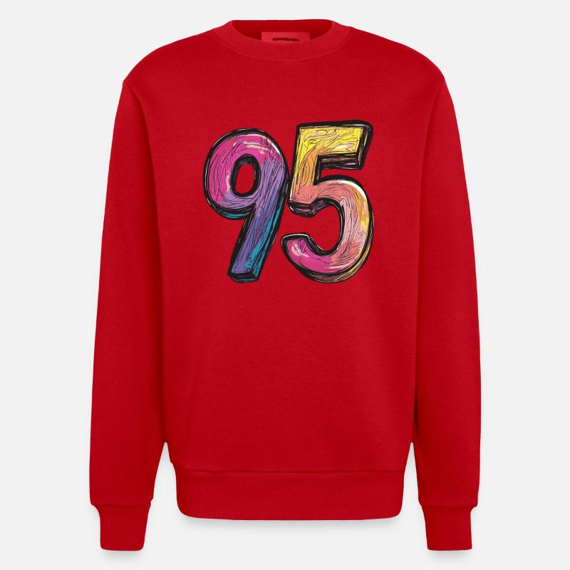 Bande dessinée à 95 numéros - Sweat bio épais oversize fabriqué en UE - rouge