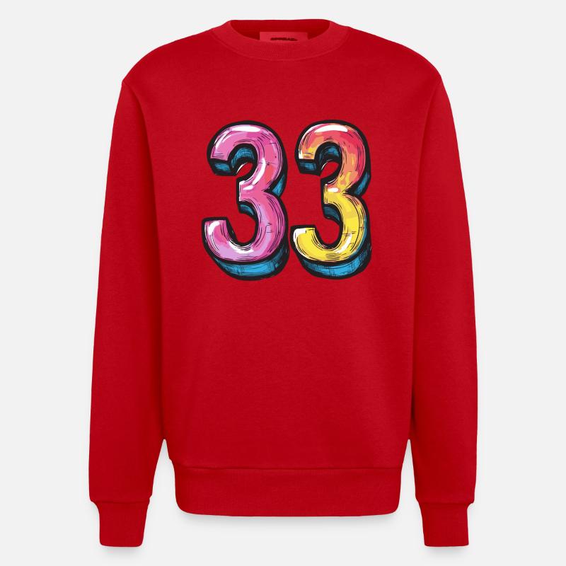 Bande dessinée à 33 numéros - Sweat bio épais oversize fabriqué en UE - rouge