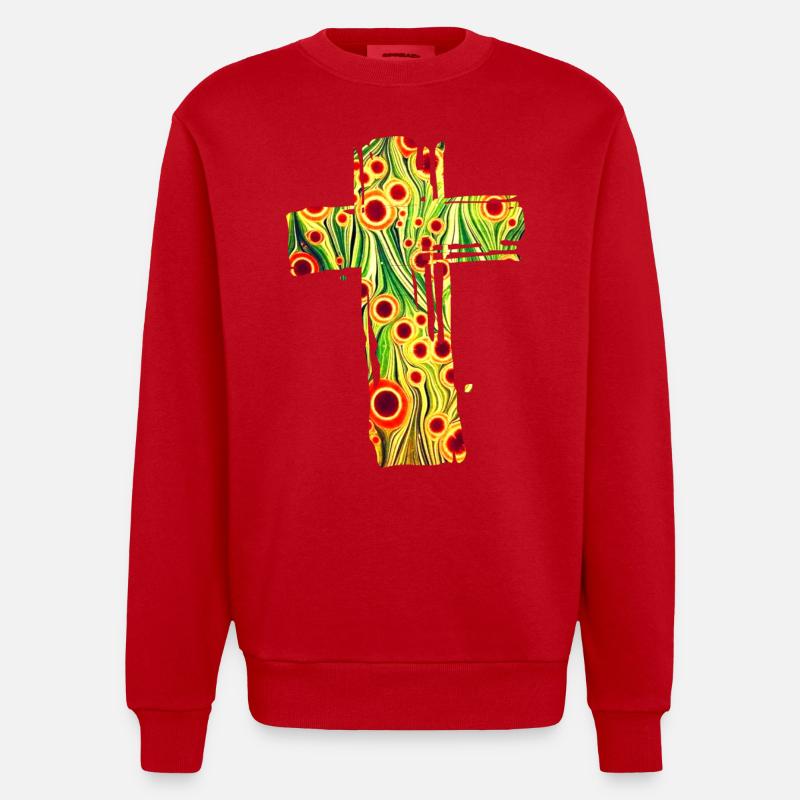 croix 11 e 110 - Sweat bio épais oversize fabriqué en UE - rouge