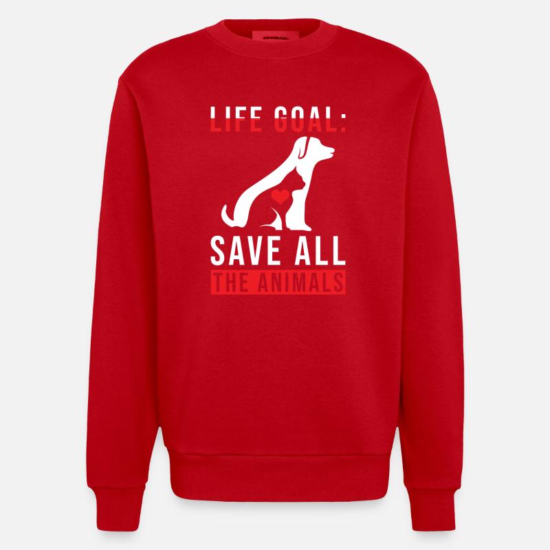 Tierretter Geschenk - Heavyweight Oversized Organic Crew Neck Made in EU - Rot
