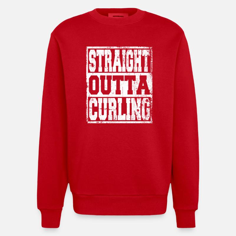 Curling Spruch lustig - Heavyweight Oversized Organic Crew Neck Made in EU - Rot