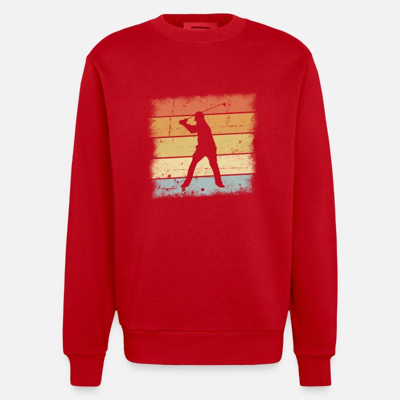 Golf Sunset - Heavyweight Oversized Organic Crew Neck Made in EU - red