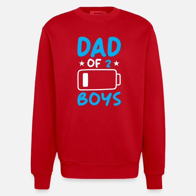 Papa de 2 garçons - Sweat bio épais oversize fabriqué en UE - rouge