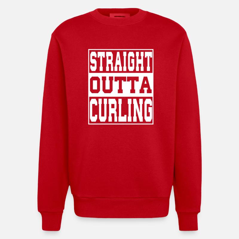 Curling Spruch lustig - Heavyweight Oversized Organic Crew Neck Made in EU - Rot