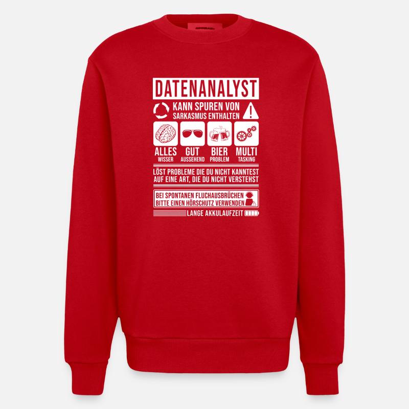 Datenanalyst Spruch lustig - Heavyweight Oversized Organic Crew Neck Made in EU - Rot
