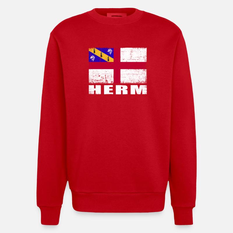 Drapeau Herm Grunge Drapeau Herm - Sweat bio épais oversize fabriqué en UE - rouge