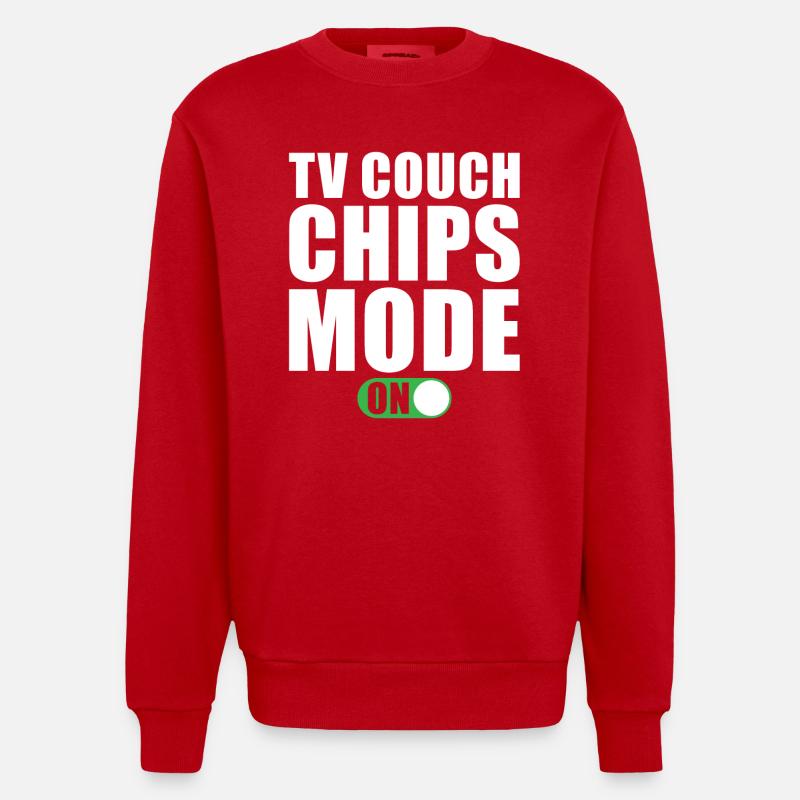 Tv Couch Chips Modus Ein - Heavyweight Oversized Organic Crew Neck Made in EU - Rot