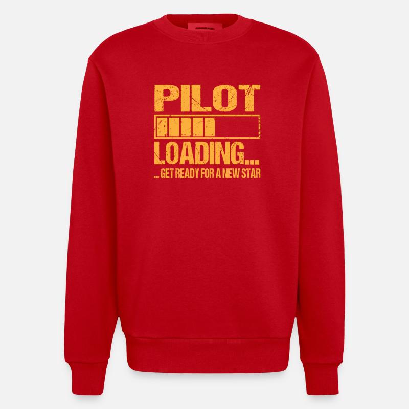 Pilot loading Pilot Ausbildung - Heavyweight Oversized Organic Crew Neck Made in EU - Rot