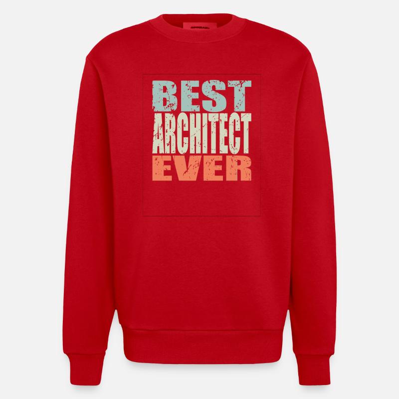 Best Architect ever Architect Gift - Heavyweight Oversized Organic Crew Neck Made in EU - red