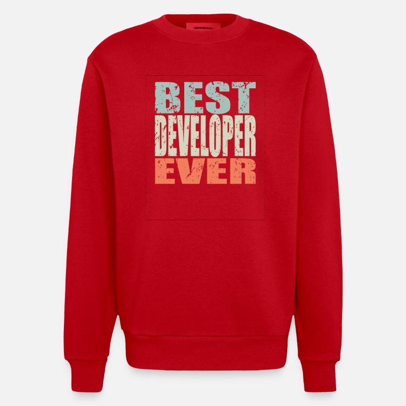 Best Developer ever Developer Gift - Heavyweight Oversized Organic Crew Neck Made in EU - red
