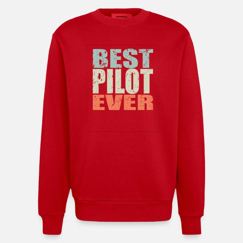 Best Pilot ever Pilot Geschenk - Heavyweight Oversized Organic Crew Neck Made in EU - Rot