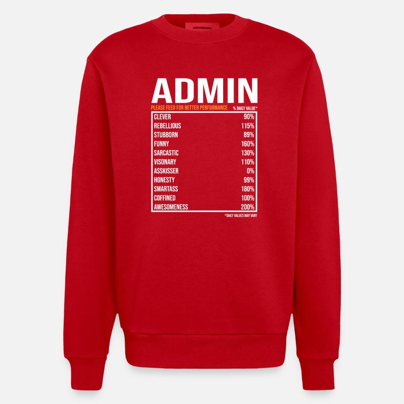 Admin Daily Funny Admin - Sweat bio épais oversize fabriqué en UE - rouge