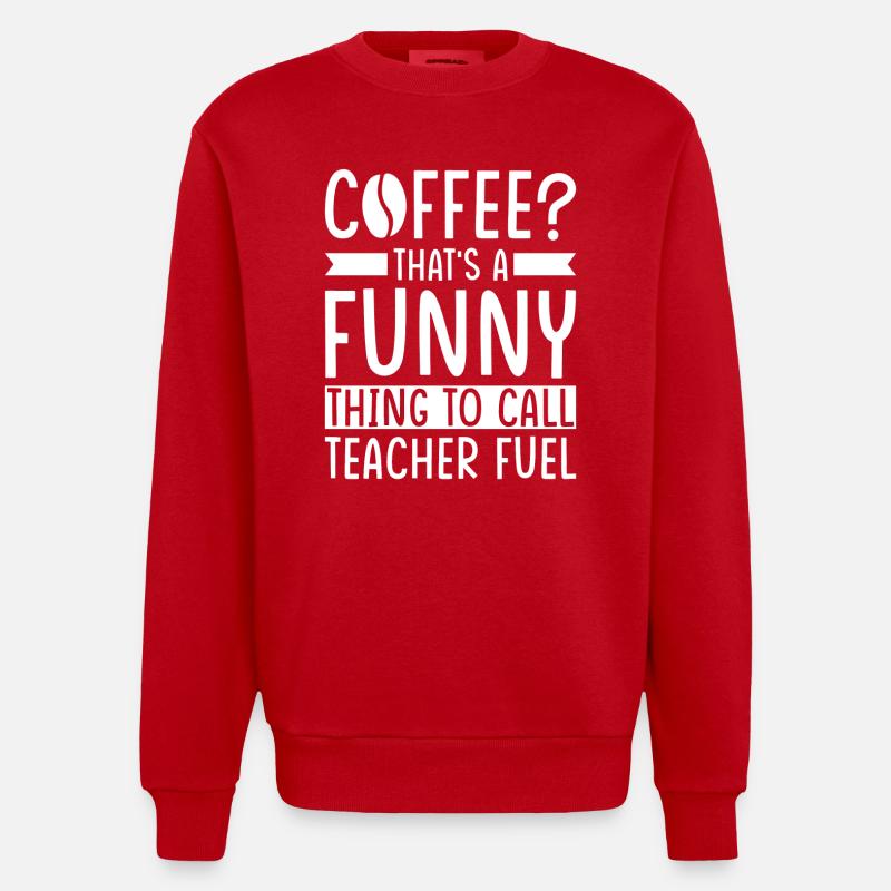 Lehrer Kaffee Spruch - Heavyweight Oversized Organic Crew Neck Made in EU - Rot
