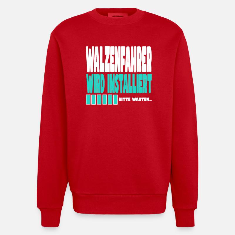 Walzenfahrer wird installiert - Heavyweight Oversized Organic Crew Neck Made in EU - Rot