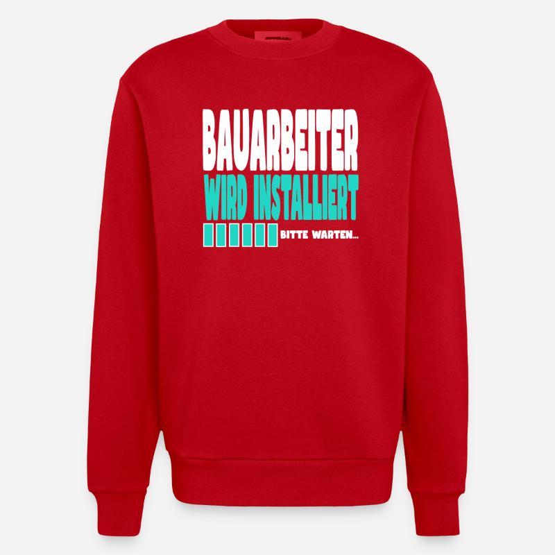 Bauarbeiter wird installiert - Heavyweight Oversized Organic Crew Neck Made in EU - Rot