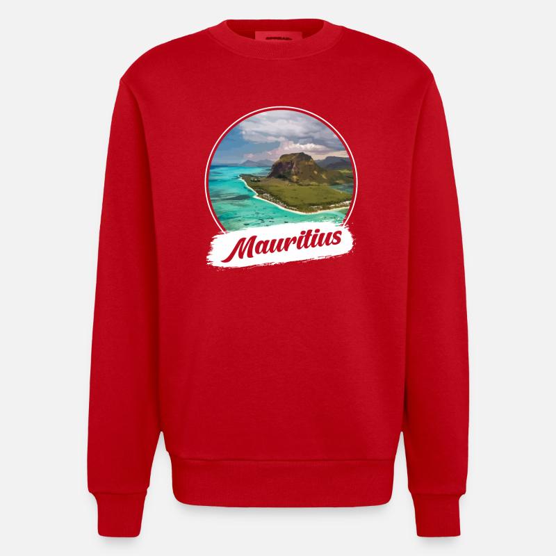 Souvenir de l’île Maurice - Sweat bio épais oversize fabriqué en UE - rouge