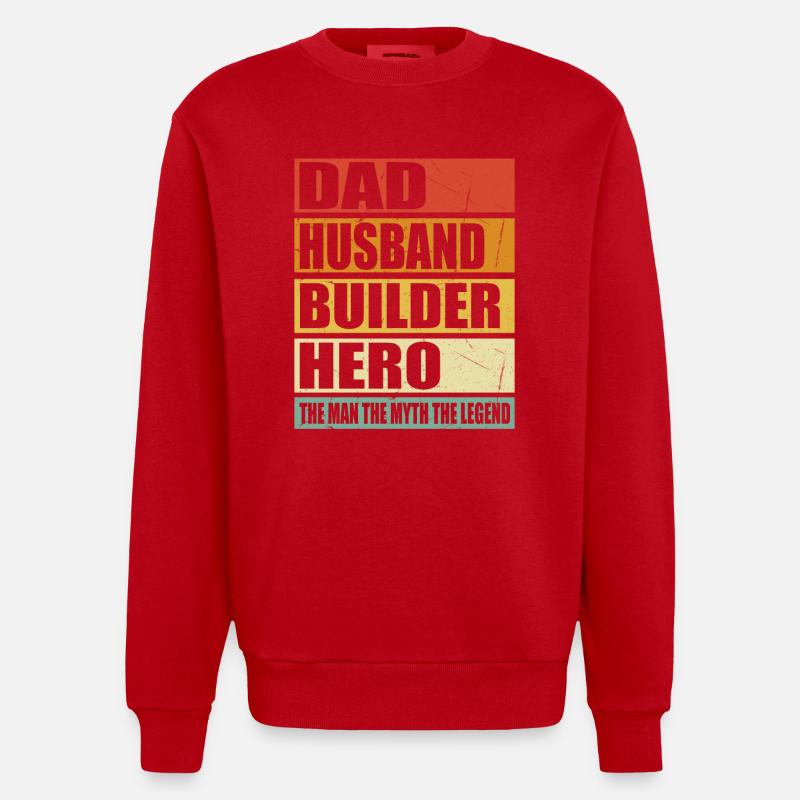 Père Mari Bauarbeiter Held - Sweat bio épais oversize fabriqué en UE - rouge