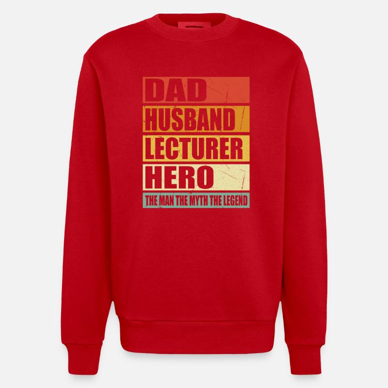 Vater Ehemann Dozent Held - Heavyweight Oversized Organic Crew Neck Made in EU - Rot