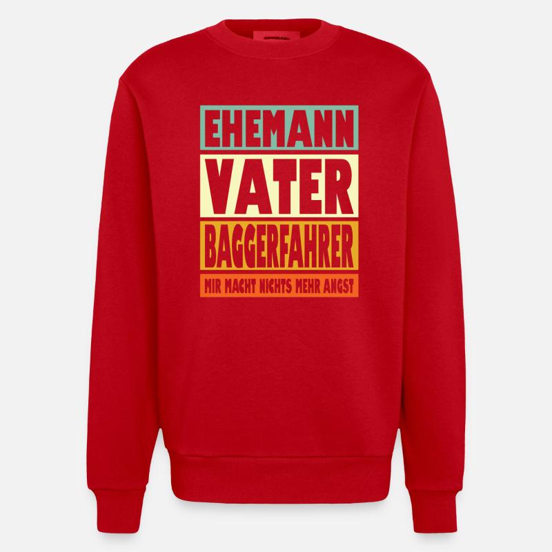 Baggerfahrer Vater Ehemann Held - Heavyweight Oversized Organic Crew Neck Made in EU - Rot