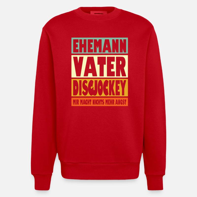 Discjockey Vater Ehemann Held - Heavyweight Oversized Organic Crew Neck Made in EU - Rot