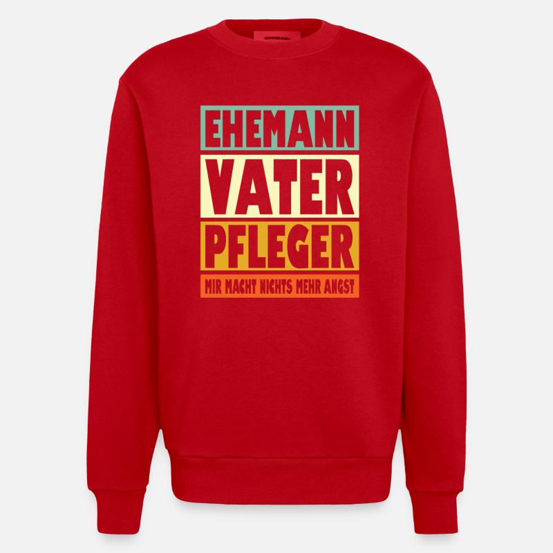 Pfleger Vater Ehemann Held - Heavyweight Oversized Organic Crew Neck Made in EU - Rot