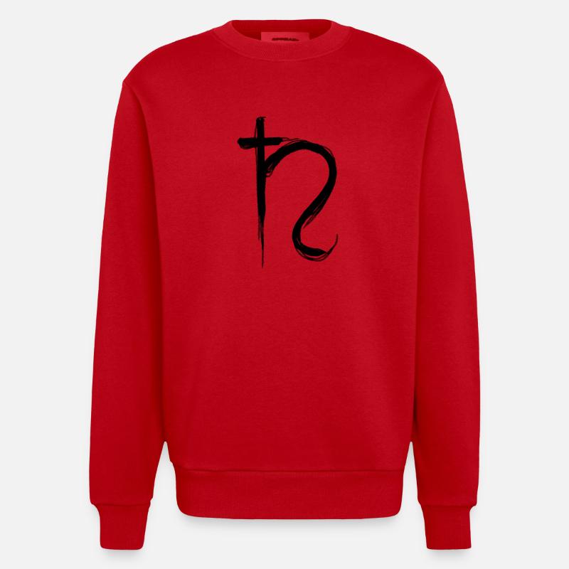Symbole d’astrologie de Saturne - Sweat bio épais oversize fabriqué en UE - rouge