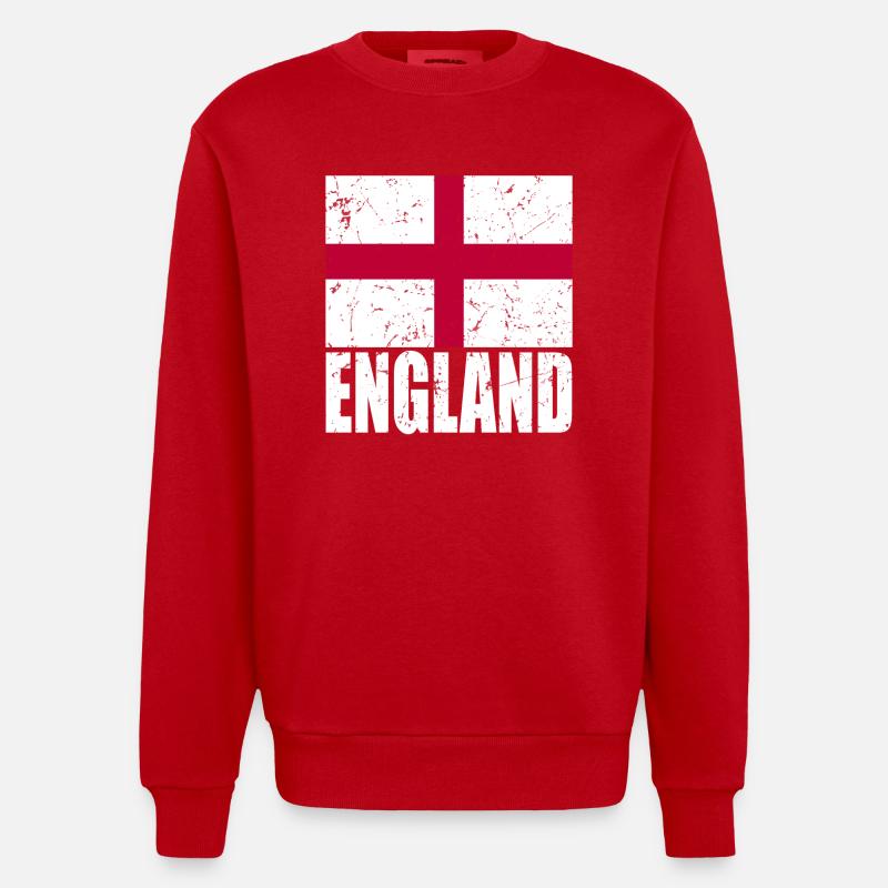 Drapeau de l’Angleterre - Sweat bio épais oversize fabriqué en UE - rouge
