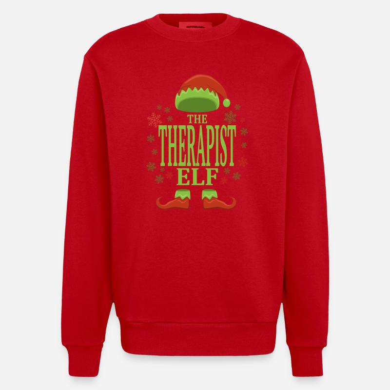 Thérapeute Elfe de Noël - Sweat bio épais oversize fabriqué en UE - rouge